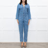 Donna Ida Pale Denim Sheila Relaxed Drawstring Jumpsuit