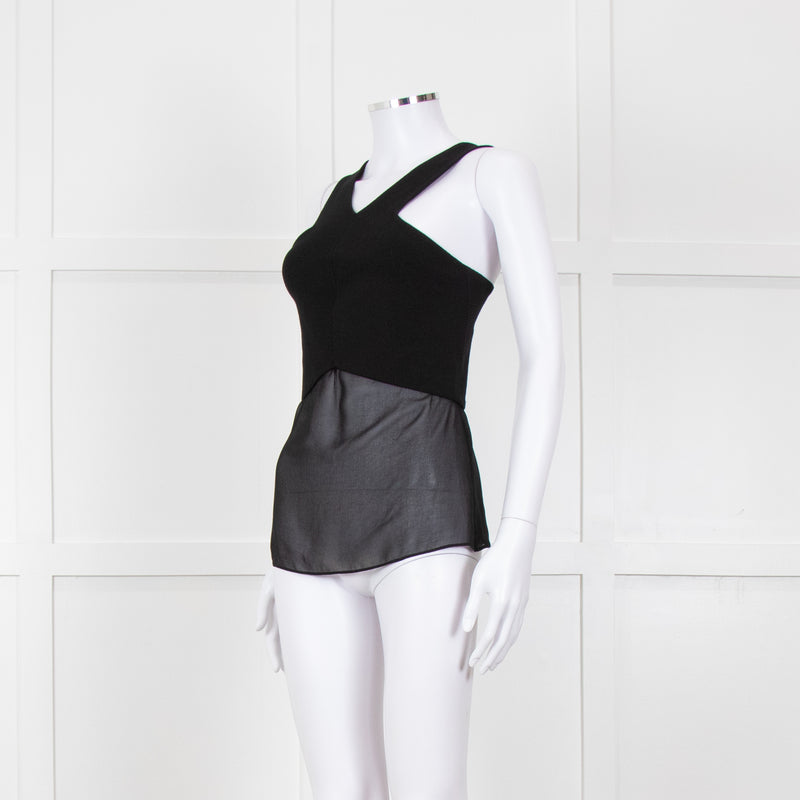 Sandro Black Sheer Panel Sleeveless Top