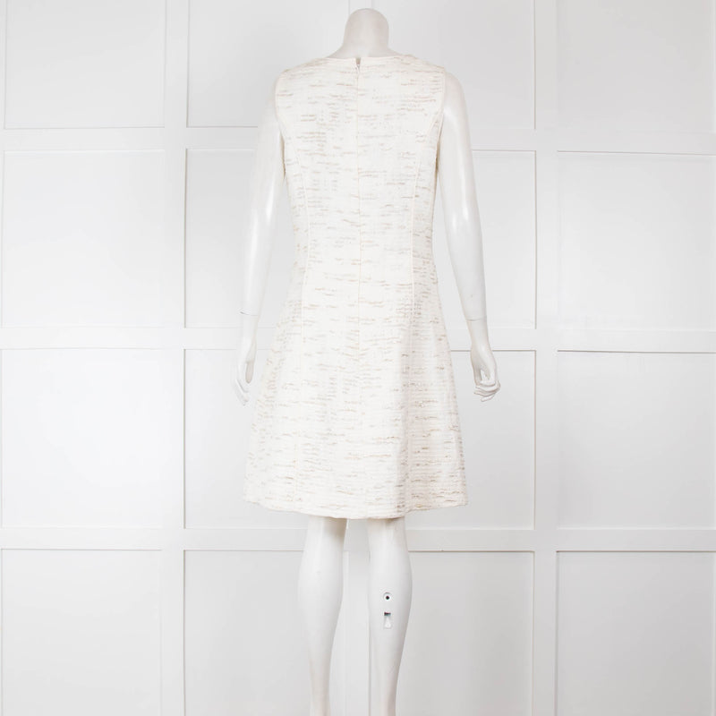Oscar De La Renta Cream Tweed Shift Dress with Metallic Thread
