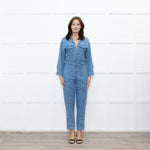 Donna Ida Pale Denim Sheila Relaxed Drawstring Jumpsuit