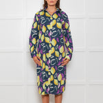 PS Paul Smith Navy Blue Yellow Fruit Print Shirt Dress