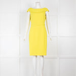 Paule Ka Yellow Fitted Dress with Wide Neck