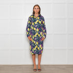PS Paul Smith Navy Blue Yellow Fruit Print Shirt Dress