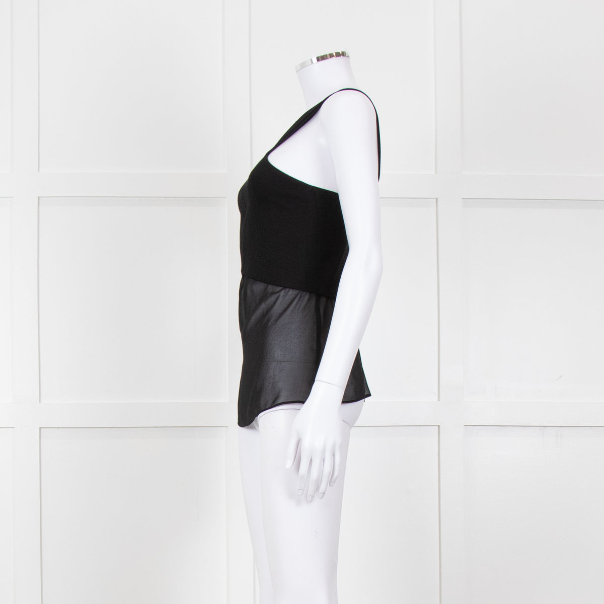 Sandro Black Sheer Panel Sleeveless Top