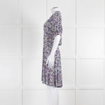 Zadig & Voltaire Blue Pink Ivory Flower Print Short Sleeve Dress