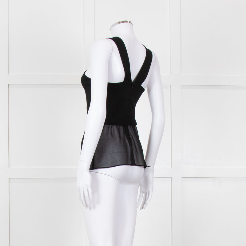 Sandro Black Sheer Panel Sleeveless Top