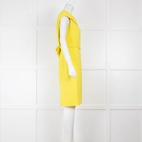 Paule Ka Yellow Fitted Dress with Wide Neck
