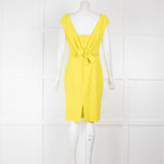 Paule Ka Yellow Fitted Dress with Wide Neck