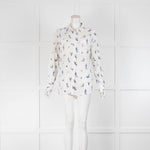 Equipment Cream Blue Cactus Print Silk Signature Shirt