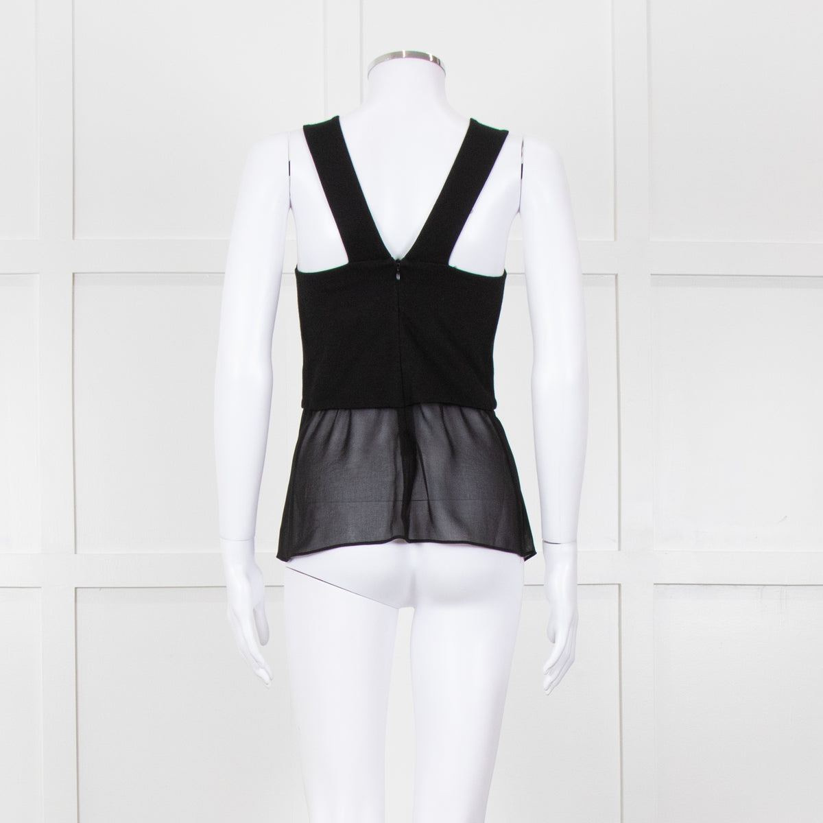 Sandro Black Sheer Panel Sleeveless Top
