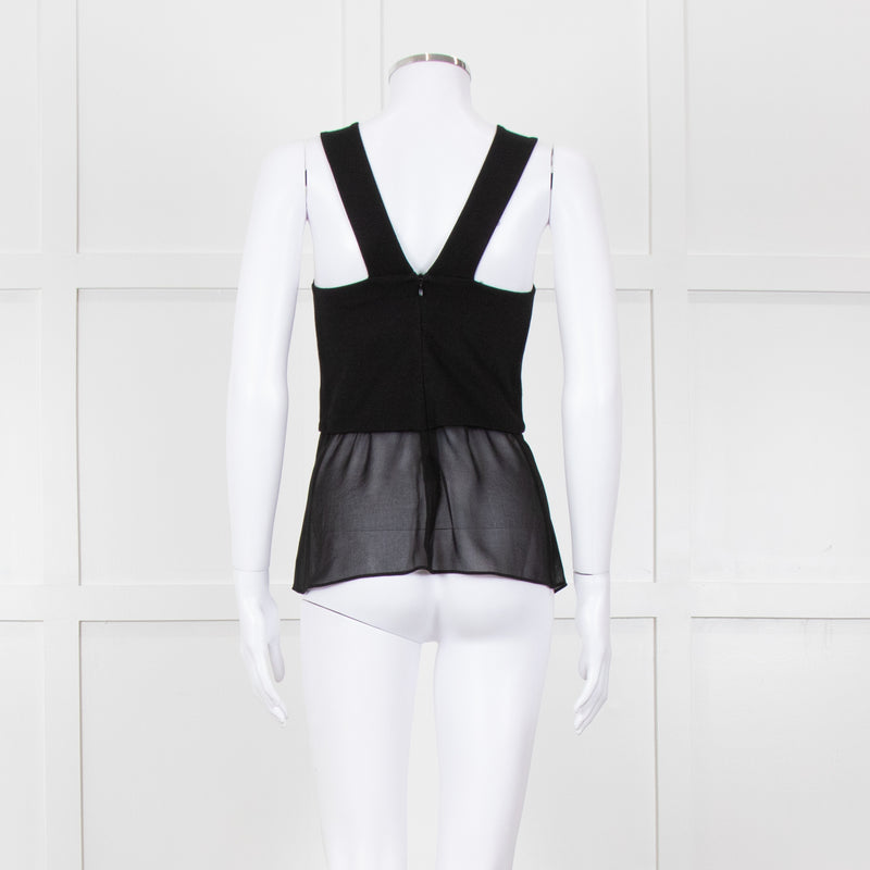 Sandro Black Sheer Panel Sleeveless Top