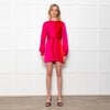 House of Harlow 1960 Pink & Red Panel Long Sleeve Shift Dress With Front Tie