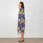PS Paul Smith Navy Blue Yellow Fruit Print Shirt Dress