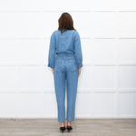 Donna Ida Pale Denim Sheila Relaxed Drawstring Jumpsuit