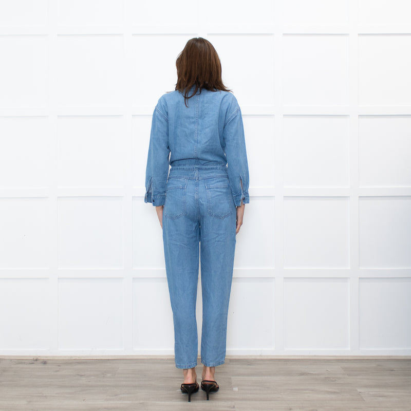 Donna Ida Pale Denim Sheila Relaxed Drawstring Jumpsuit