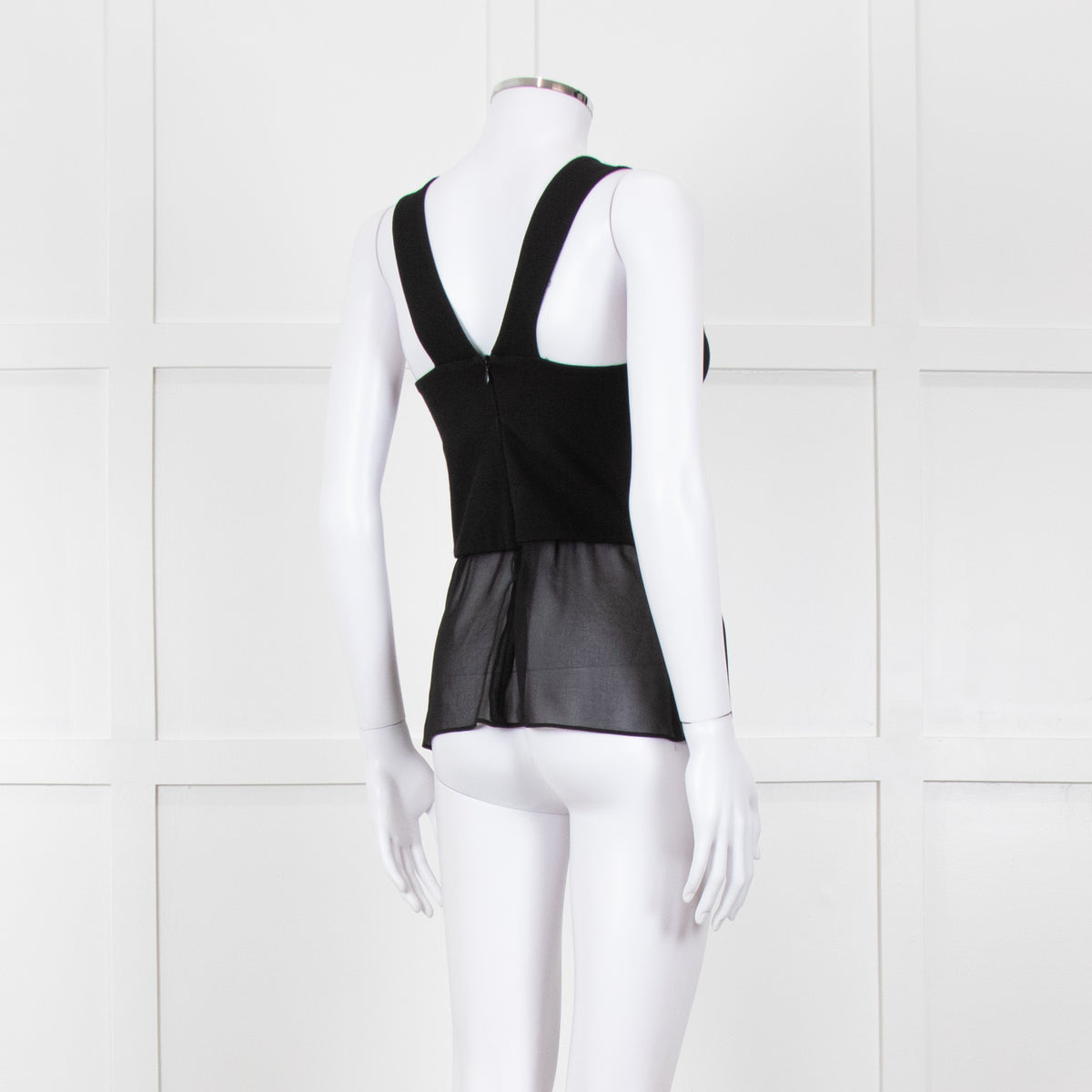Sandro Black Sheer Panel Sleeveless Top