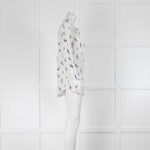 Equipment Cream Blue Cactus Print Silk Signature Shirt
