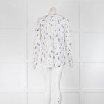 Equipment Cream Blue Cactus Print Silk Signature Shirt