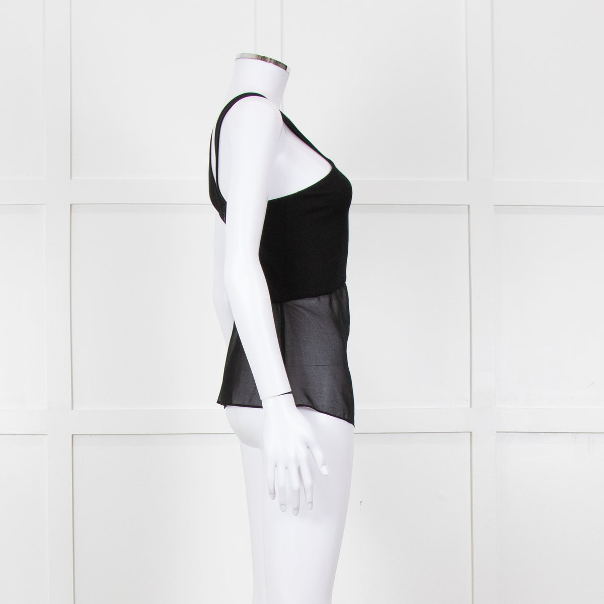 Sandro Black Sheer Panel Sleeveless Top