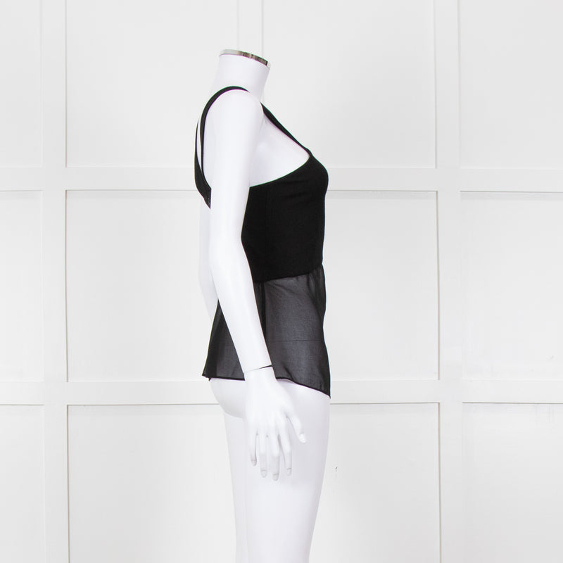 Sandro Black Sheer Panel Sleeveless Top