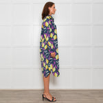 PS Paul Smith Navy Blue Yellow Fruit Print Shirt Dress