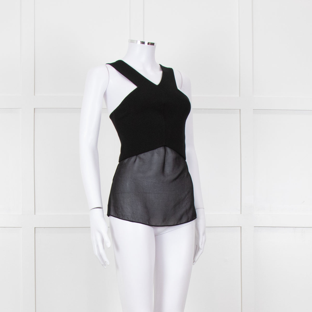 Sandro Black Sheer Panel Sleeveless Top
