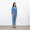 Donna Ida Pale Denim Sheila Relaxed Drawstring Jumpsuit