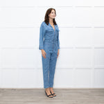 Donna Ida Pale Denim Sheila Relaxed Drawstring Jumpsuit