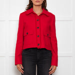 Me + Em Red Cropped Tweed Jacket