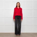 Me + Em Red Cropped Tweed Jacket