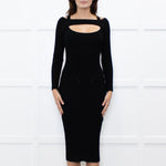 Andreadamo Black Rib Knit Midi Dress