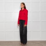 Me + Em Red Cropped Tweed Jacket