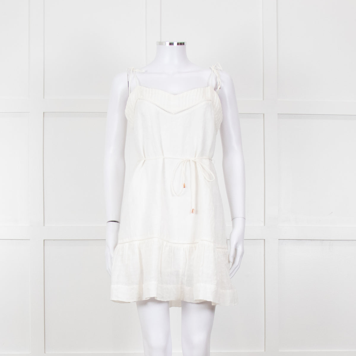 Kivari Cream Linen Sleeveless Mini Dress