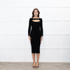 Andreadamo Black Rib Knit Midi Dress