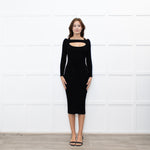 Andreadamo Black Rib Knit Midi Dress