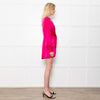 House of Harlow 1960 Pink & Red Panel Long Sleeve Shift Dress With Front Tie