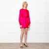 House of Harlow 1960 Pink & Red Panel Long Sleeve Shift Dress With Front Tie