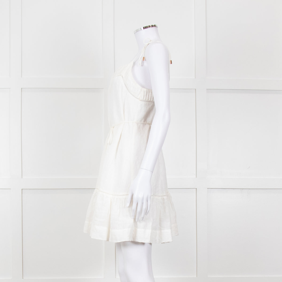 Kivari Cream Linen Sleeveless Mini Dress