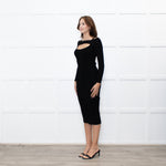 Andreadamo Black Rib Knit Midi Dress