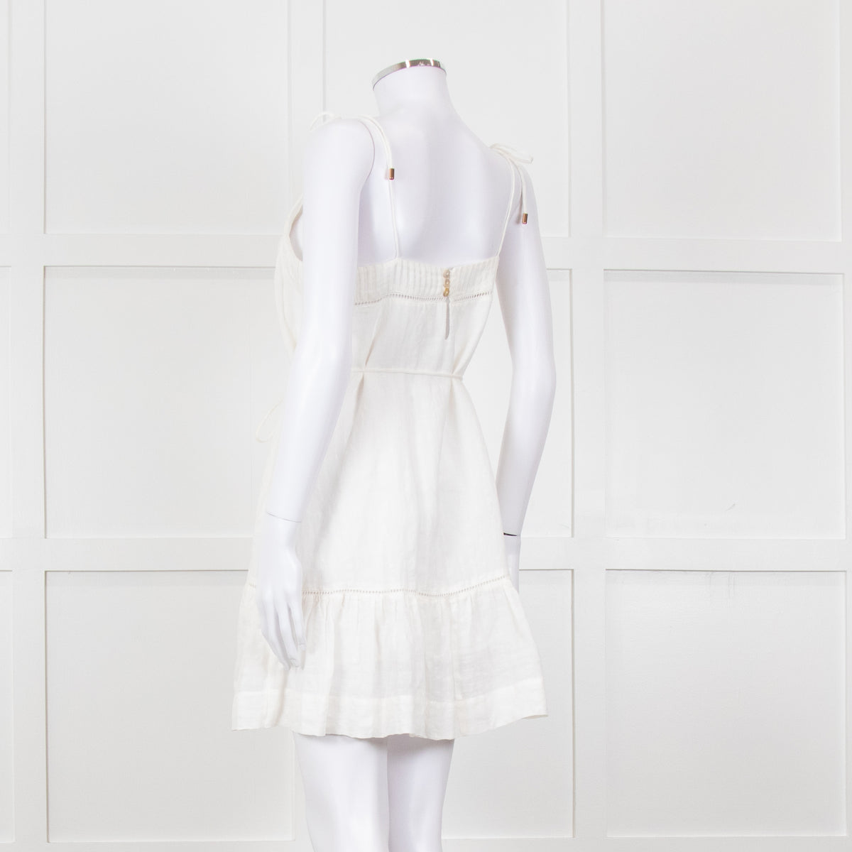 Kivari Cream Linen Sleeveless Mini Dress