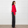 Me + Em Red Cropped Tweed Jacket