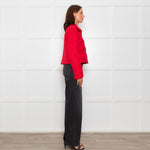 Me + Em Red Cropped Tweed Jacket