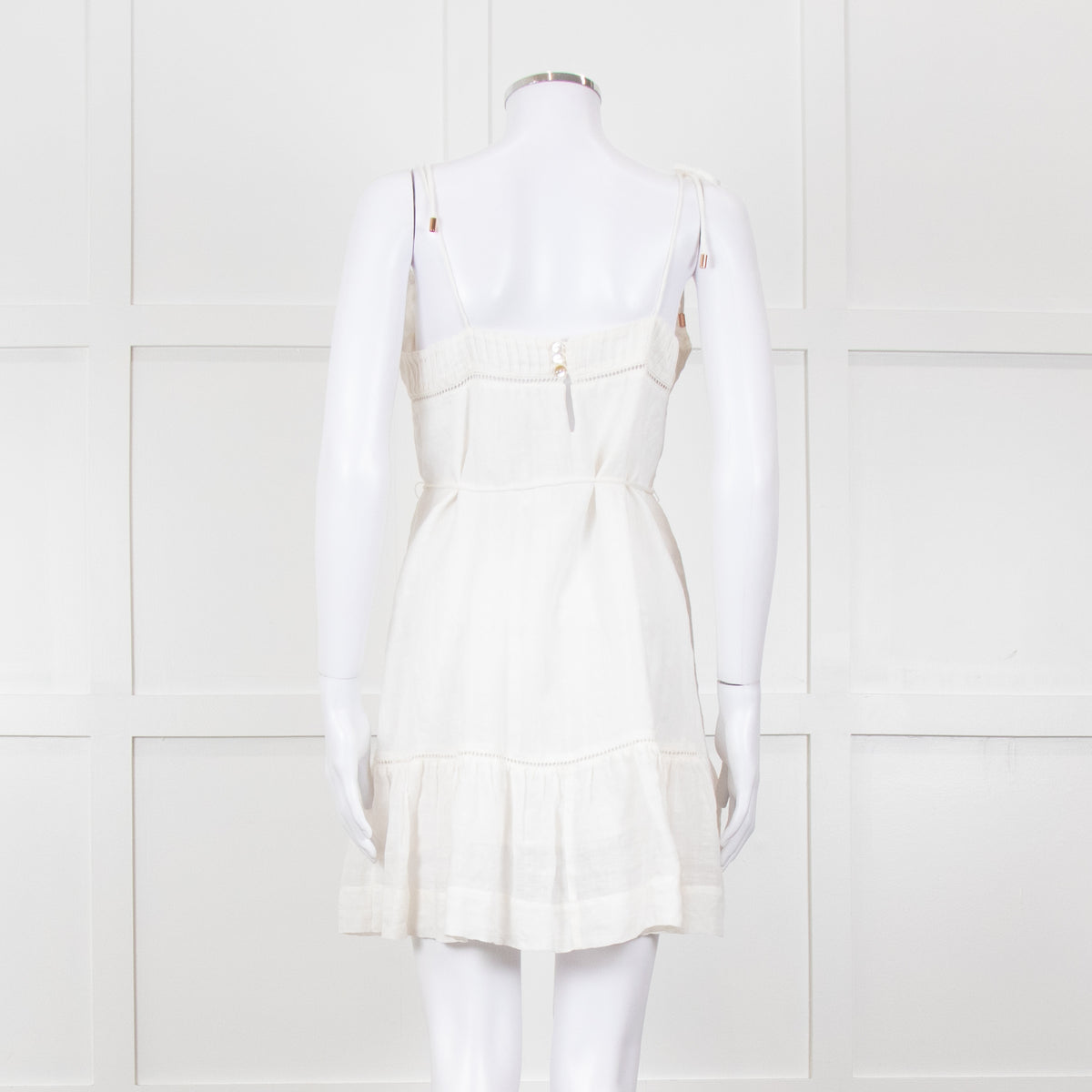 Kivari Cream Linen Sleeveless Mini Dress