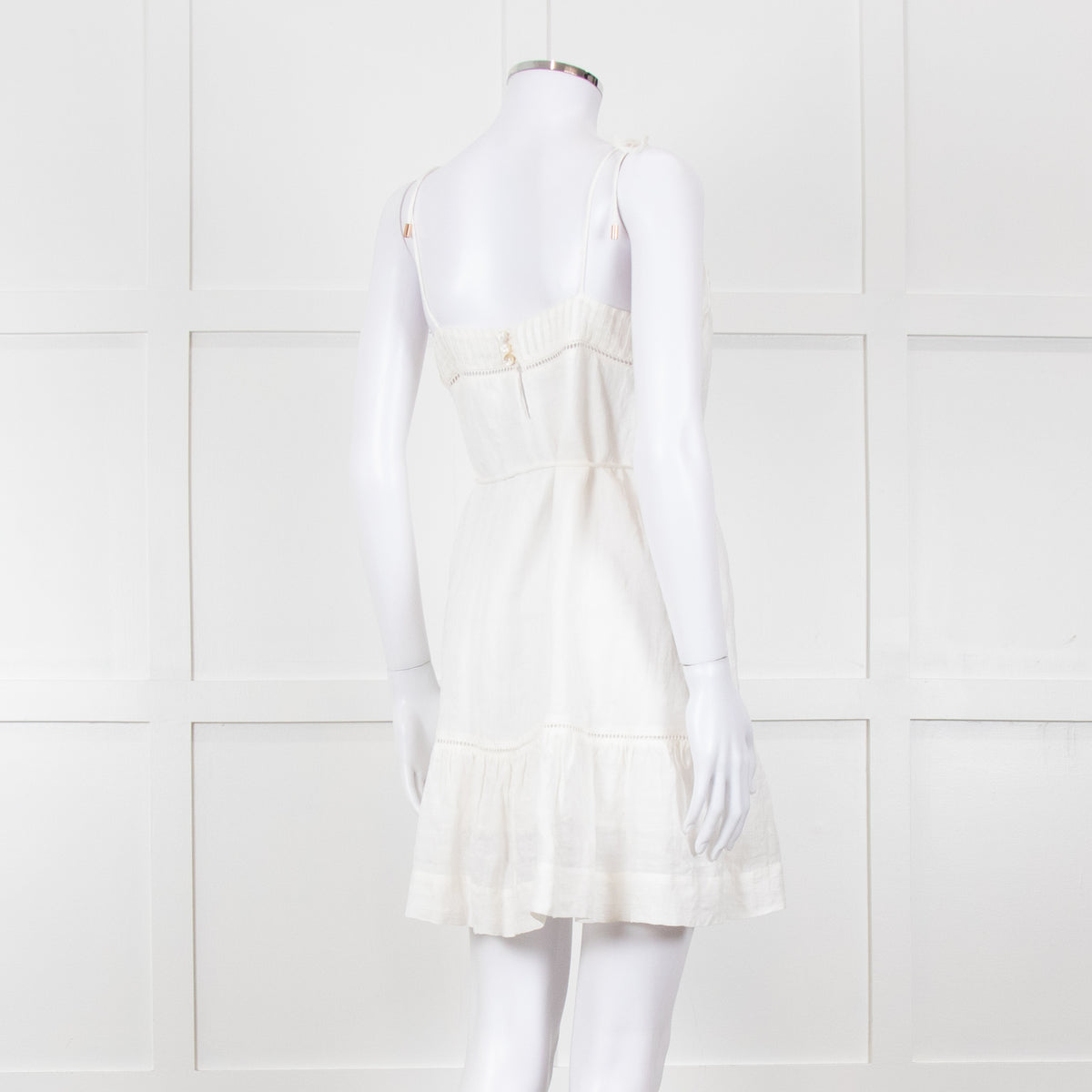Kivari Cream Linen Sleeveless Mini Dress
