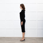 Andreadamo Black Rib Knit Midi Dress