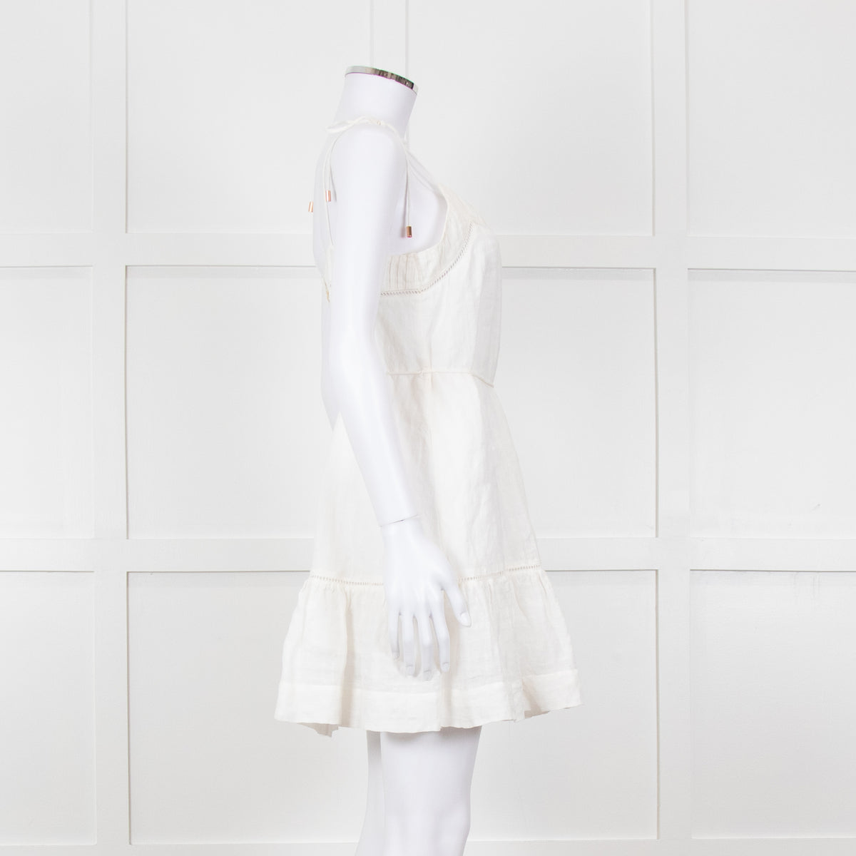 Kivari Cream Linen Sleeveless Mini Dress