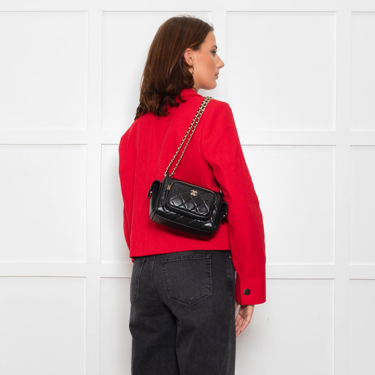 Chanel Black Quilted Small Multi Pockets Camera Bag