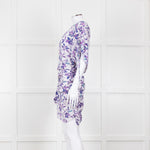 Isabel Marant White Purple Floral Ruched One Shoulder Mini Dress