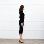 Andreadamo Black Rib Knit Midi Dress