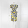 Erdem Yellow Blue Cream Floral Cotton Cap Sleeve Dress